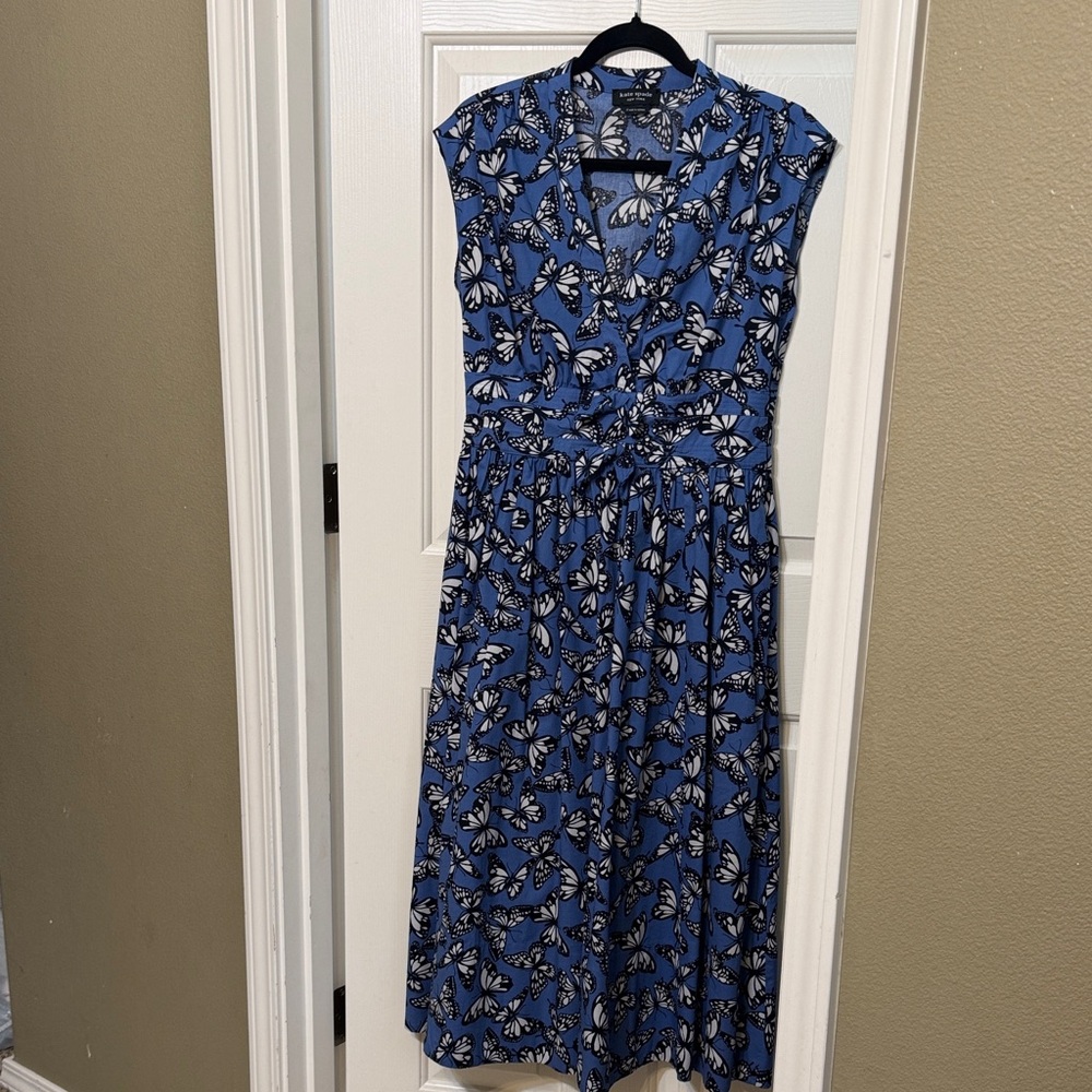 Kate Spade Blue and White Floral Midi Dress